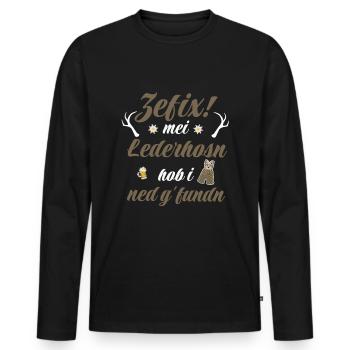 Trachtenshirt Herren Lederhosen - Männer Premium Bio Langarmshirt - Schwarz - Vorne - Nico (187cm)