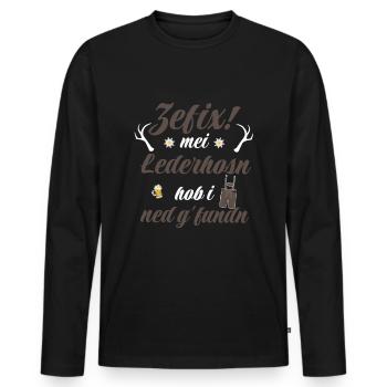 Trachtenshirt Herren Lederhosen - Männer Premium Bio Langarmshirt - Schwarz - Vorne - Nico (187cm)