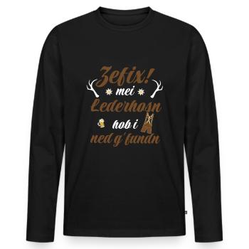 Trachtenshirt Herren Lederhosen - Männer Premium Bio Langarmshirt - Schwarz - Vorne - Nico (187cm)