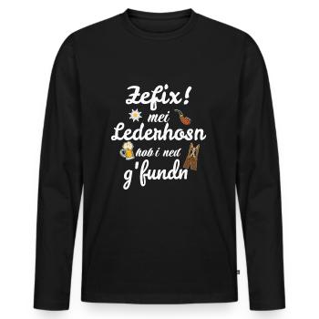 Trachtenshirt Herren Lederhosen - Männer Premium Bio Langarmshirt - Schwarz - Vorne - Nico (187cm)