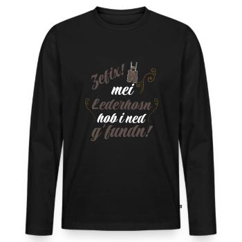 Trachtenshirt Herren Lederhosen - Männer Premium Bio Langarmshirt - Schwarz - Vorne - Nico (187cm)