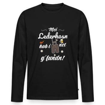 Trachtenshirt Herren Lederhosen - Männer Premium Bio Langarmshirt - Schwarz - Vorne - Nico (187cm)