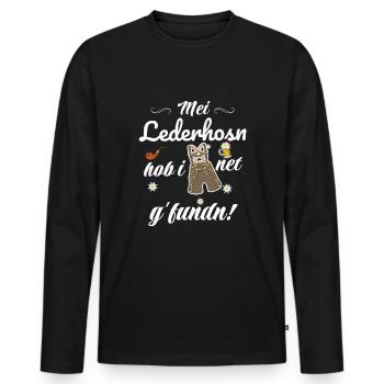 Trachtenshirt Herren Lederhosen - Männer Premium Bio Langarmshirt - Schwarz - Vorne - Nico (187cm)