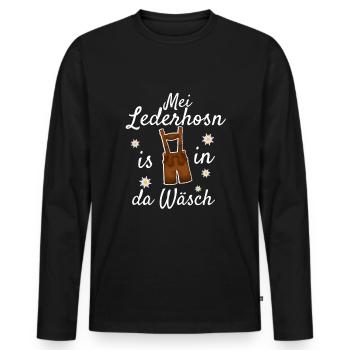 Trachtenshirt Herren Lederhosen - Männer Premium Bio Langarmshirt - Schwarz - Vorne - Nico (187cm)