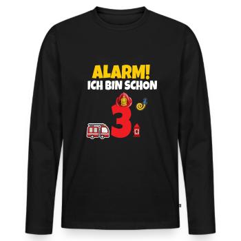 Kindergeburtstag 3 Jährige Feuerwehr Auto - Männer Premium Bio Langarmshirt - Schwarz - Vorne - Nico (187cm)