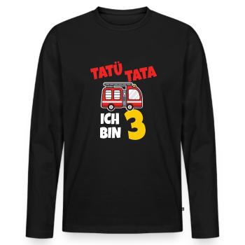 Kindergeburtstag 3 Jährige Feuerwehr Auto - Männer Premium Bio Langarmshirt - Schwarz - Vorne - Nico (187cm)