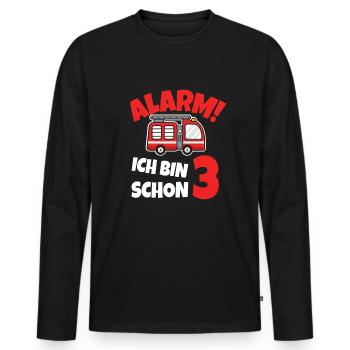Kindergeburtstag 3 Jährige Feuerwehr Auto - Männer Premium Bio Langarmshirt - Schwarz - Vorne - Nico (187cm)