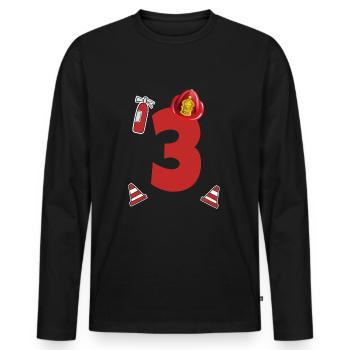 Kindergeburtstag 3 Jährige Feuerwehr Auto - Männer Premium Bio Langarmshirt - Schwarz - Vorne - Nico (187cm)