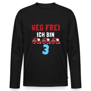 Kindergeburtstag 3 Jährige Feuerwehr Auto - Männer Premium Bio Langarmshirt - Schwarz - Vorne - Nico (187cm)