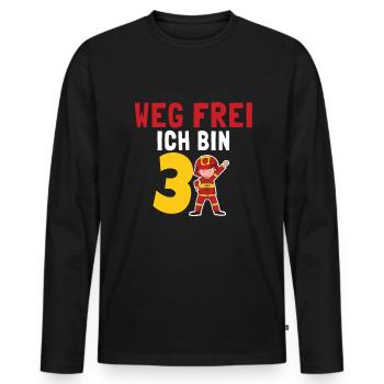 Kindergeburtstag 3 Jährige Feuerwehr Auto - Männer Premium Bio Langarmshirt - Schwarz - Vorne - Nico (187cm)
