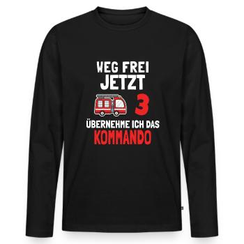 Kindergeburtstag 3 Jährige Feuerwehr Auto - Männer Premium Bio Langarmshirt - Schwarz - Vorne - Nico (187cm)
