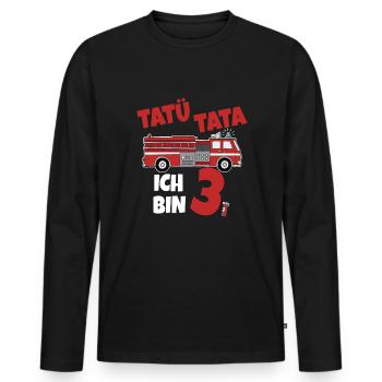 Kindergeburtstag 3 Jährige Feuerwehr Auto - Männer Premium Bio Langarmshirt - Schwarz - Vorne - Nico (187cm)