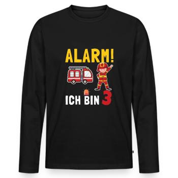 Kindergeburtstag 3 Jährige Feuerwehr Auto - Männer Premium Bio Langarmshirt - Schwarz - Vorne - Nico (187cm)