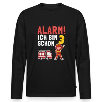 Kindergeburtstag 3 Jährige Feuerwehr Auto - Männer Premium Bio Langarmshirt - Schwarz - Vorne - Nico (187cm)