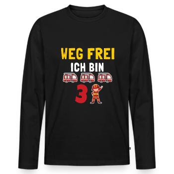 Kindergeburtstag 3 Jährige Feuerwehr Auto - Männer Premium Bio Langarmshirt - Schwarz - Vorne - Nico (187cm)