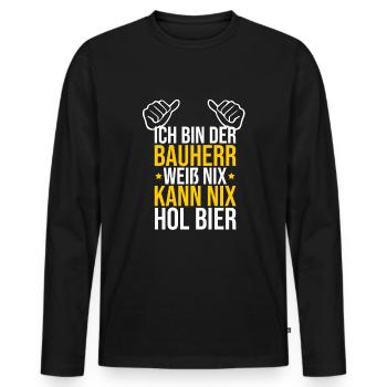 Bauherr Bier Hausbau Eigenheim Richtfest 2022 - Männer Premium Bio Langarmshirt - Schwarz - Vorne - Nico (187cm)