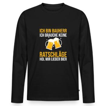 Bauherr Bier Hausbau Eigenheim Richtfest 2022 - Männer Premium Bio Langarmshirt - Schwarz - Vorne - Nico (187cm)