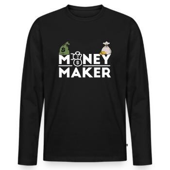 Money Maker Money Dollar Gift Idea - Men's Premium Organic Long Sleeve Shirt - black - Front - Nico (187cm)