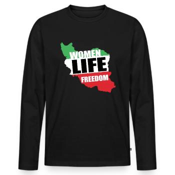 Women life Freedom Free Iran Persian women Support - Men's Premium Organic Long Sleeve Shirt - black - Front - Nico (187cm)