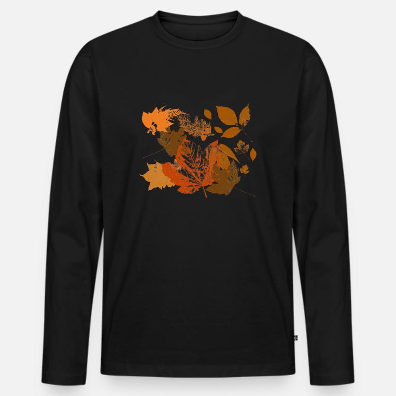 Herbstblatt - Männer Premium Bio Langarmshirt - Schwarz