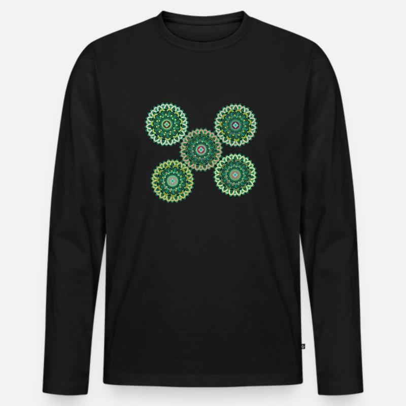 grünes mandala - Männer Premium Bio Langarmshirt - Schwarz