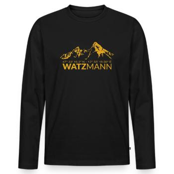 Coordonnées GPS Watzmann Latitude Longitude - T-shirt manches longues Premium bio Homme - noir - Devant - Nico (187cm)