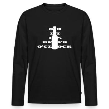 Oh it is beer o clock - Männer Premium Bio Langarmshirt - Schwarz - Vorne - Nico (187cm)