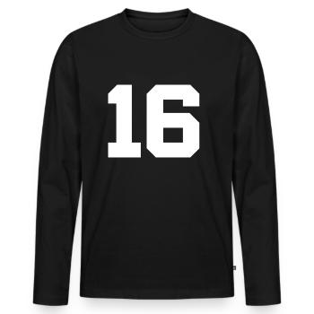Numéro 16 - T-shirt manches longues Premium bio Homme - noir - Devant - Nico (187cm)