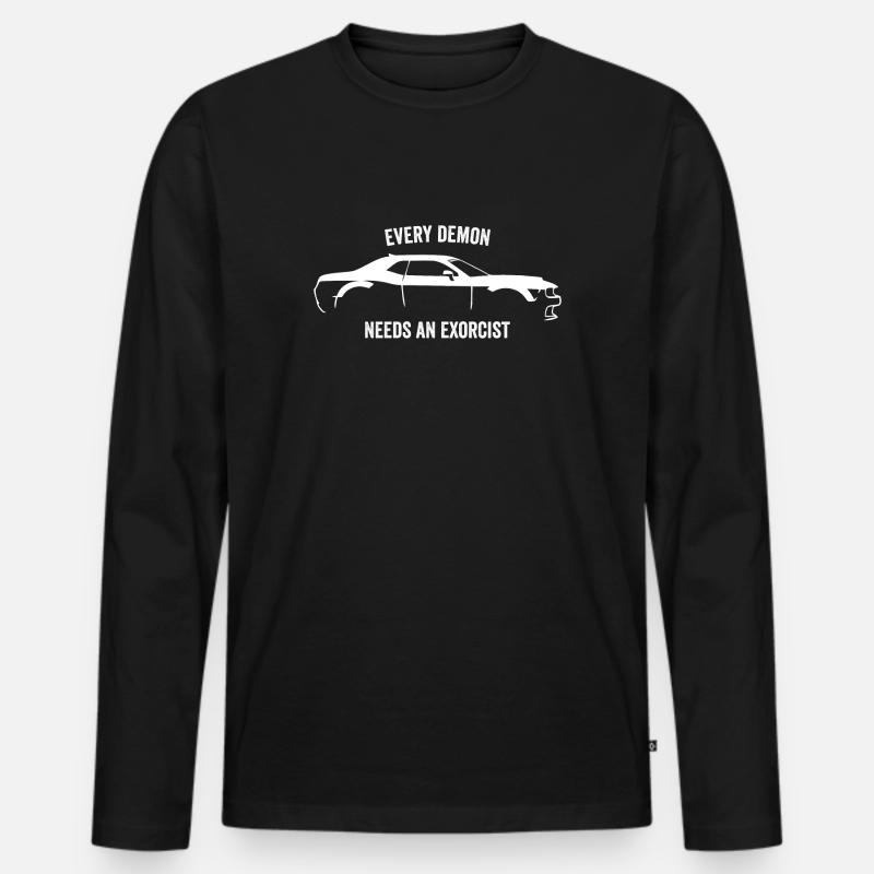 CHALLENGER DÄMON SLOGAN - Männer Premium Bio Langarmshirt - Schwarz