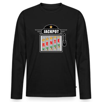 Rente Jackpot - Männer Premium Bio Langarmshirt - Schwarz - Vorne - Nico (187cm)