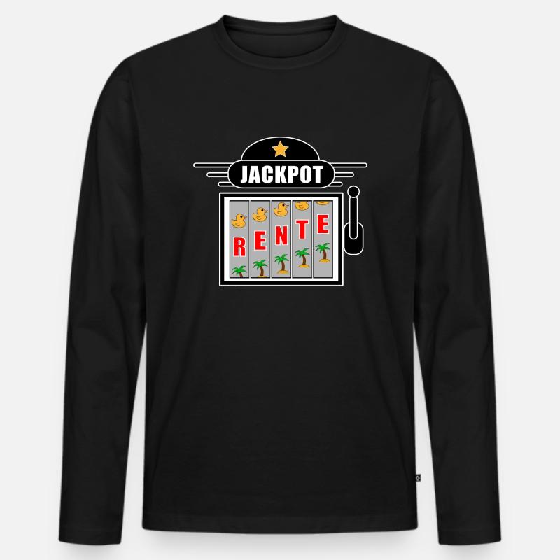 Rente Jackpot - Männer Premium Bio Langarmshirt - Schwarz