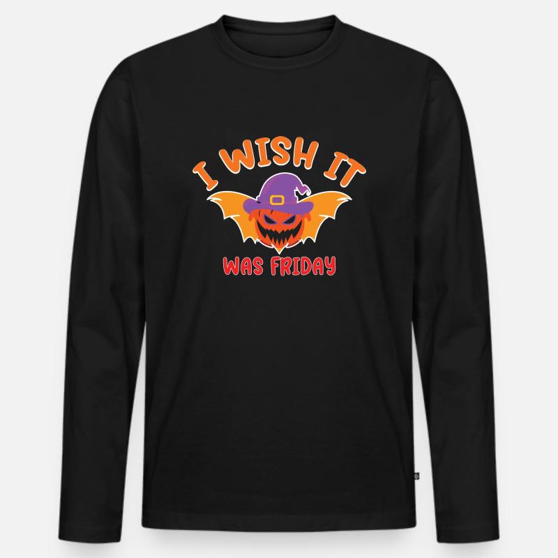 I wish it was Friday - Männer Premium Bio Langarmshirt - Schwarz