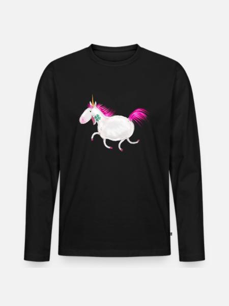 Unicorn - Männer Premium Bio Langarmshirt - Schwarz