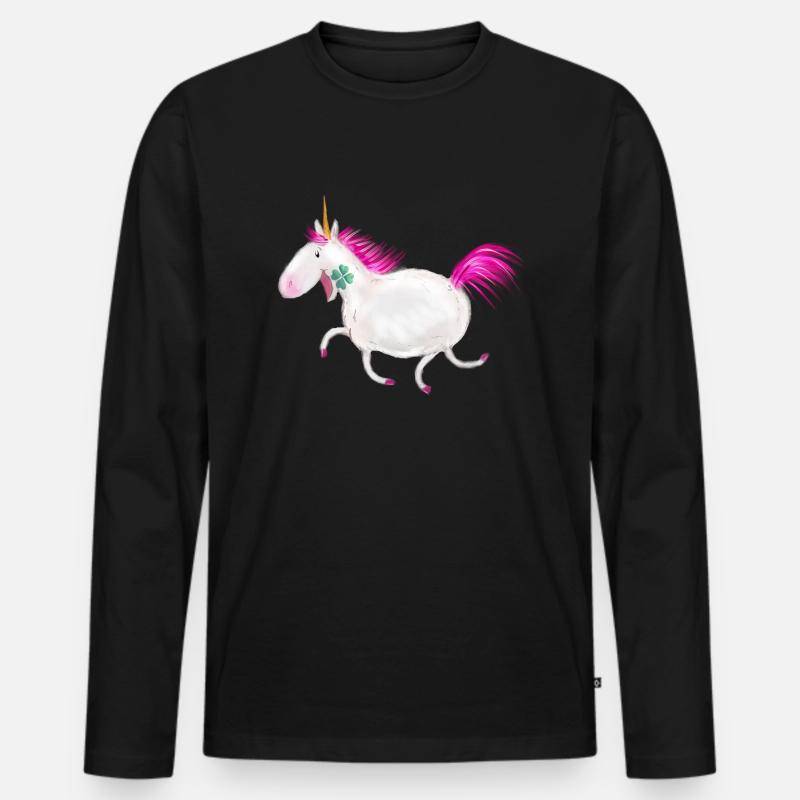 Unicorn - Männer Premium Bio Langarmshirt - Schwarz