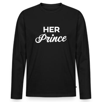 Her Prince - Men's Premium Organic Long Sleeve Shirt - black - Front - Nico (187cm)