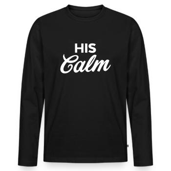 His Calm - Men's Premium Organic Long Sleeve Shirt - black - Front - Nico (187cm)