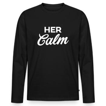 Her Calm - Men's Premium Organic Long Sleeve Shirt - black - Front - Nico (187cm)