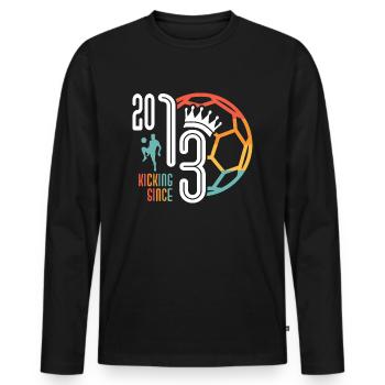 Footballeur de 10 ans né en 2013 - T-shirt manches longues Premium bio Homme - noir - Devant - Nico (187cm)