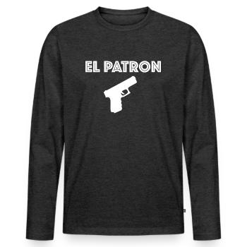 El Patron! Mafia Pablo Escobar lustige Sprüche Fun - Männer Premium Bio Langarmshirt - Anthrazit meliert - Vorne - Nico (187cm)