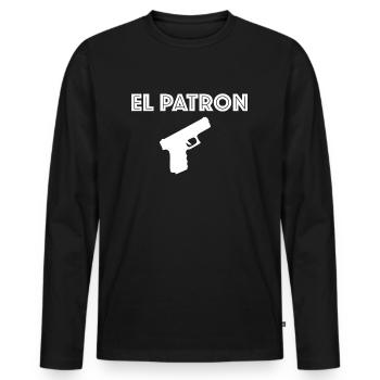 El Patron! Mafia Pablo Escobar lustige Sprüche Fun - Männer Premium Bio Langarmshirt - Schwarz - Vorne - Nico (187cm)