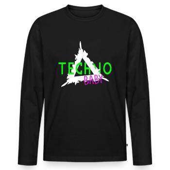 Techno baby 3 - Men's Premium Organic Long Sleeve Shirt - black - Front - Nico (187cm)