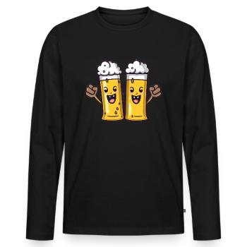Brew Buddies: Cheers to Beer Glass Friends - Men's Premium Organic Long Sleeve Shirt - black - Front - Nico (187cm)