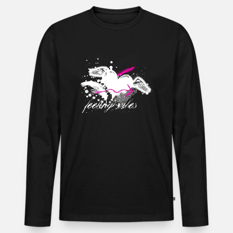 Feeling Vibes - Männer Premium Bio Langarmshirt - Schwarz