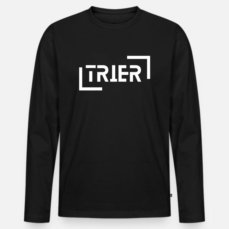 Trier - Männer Premium Bio Langarmshirt - Schwarz