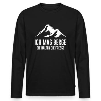Berg Wandern ich mag Berge Spruch Geschenk - Männer Premium Bio Langarmshirt - Schwarz - Vorne - Nico (187cm)