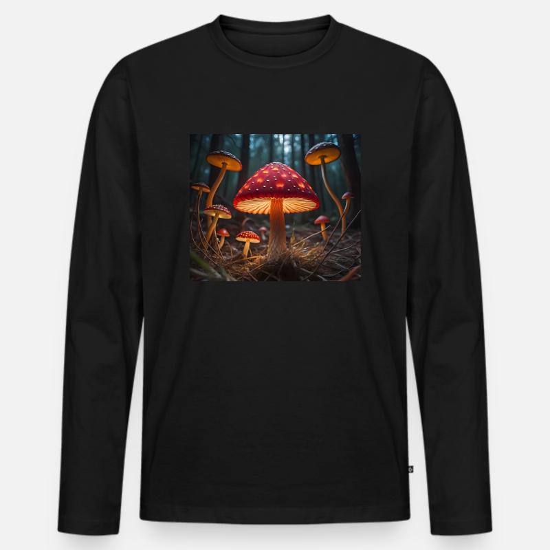 Glowing Toadstools - Men's Premium Organic Long Sleeve Shirt - black