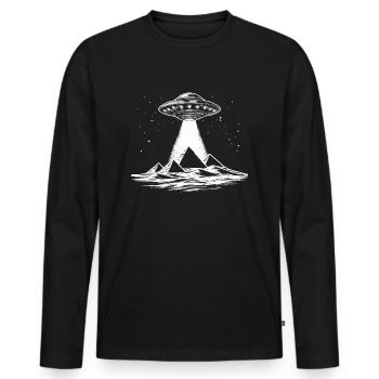Egyptian Pyramids UFO - Men's Premium Organic Long Sleeve Shirt - black - Front - Nico (187cm)