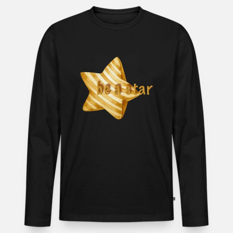 be a star - Männer Premium Bio Langarmshirt - Schwarz