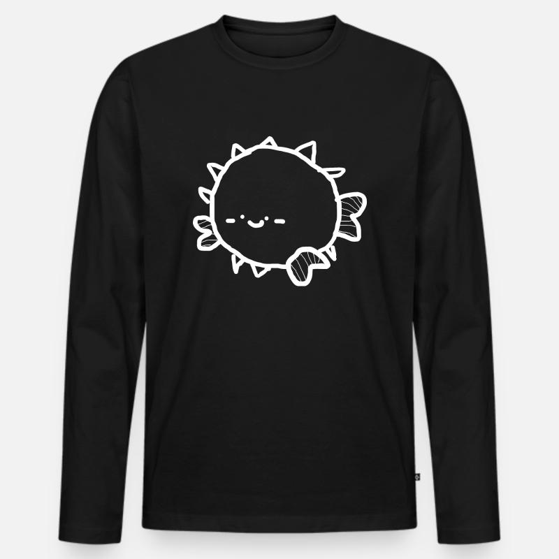 Kugelfisch Tier - Männer Premium Bio Langarmshirt - Schwarz