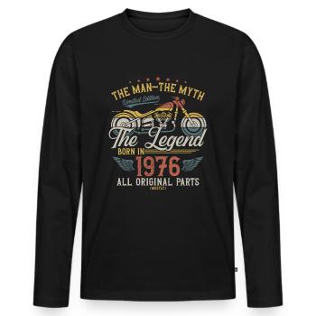 1976 Vintage Man Myth légende moto - T-shirt manches longues Premium bio Homme - noir - Devant - Nico (187cm)